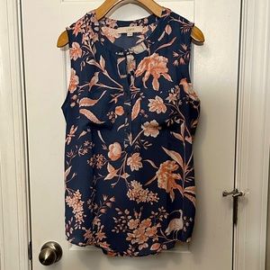 Last Chance! Loft blue & pink sleeveless blouse – small